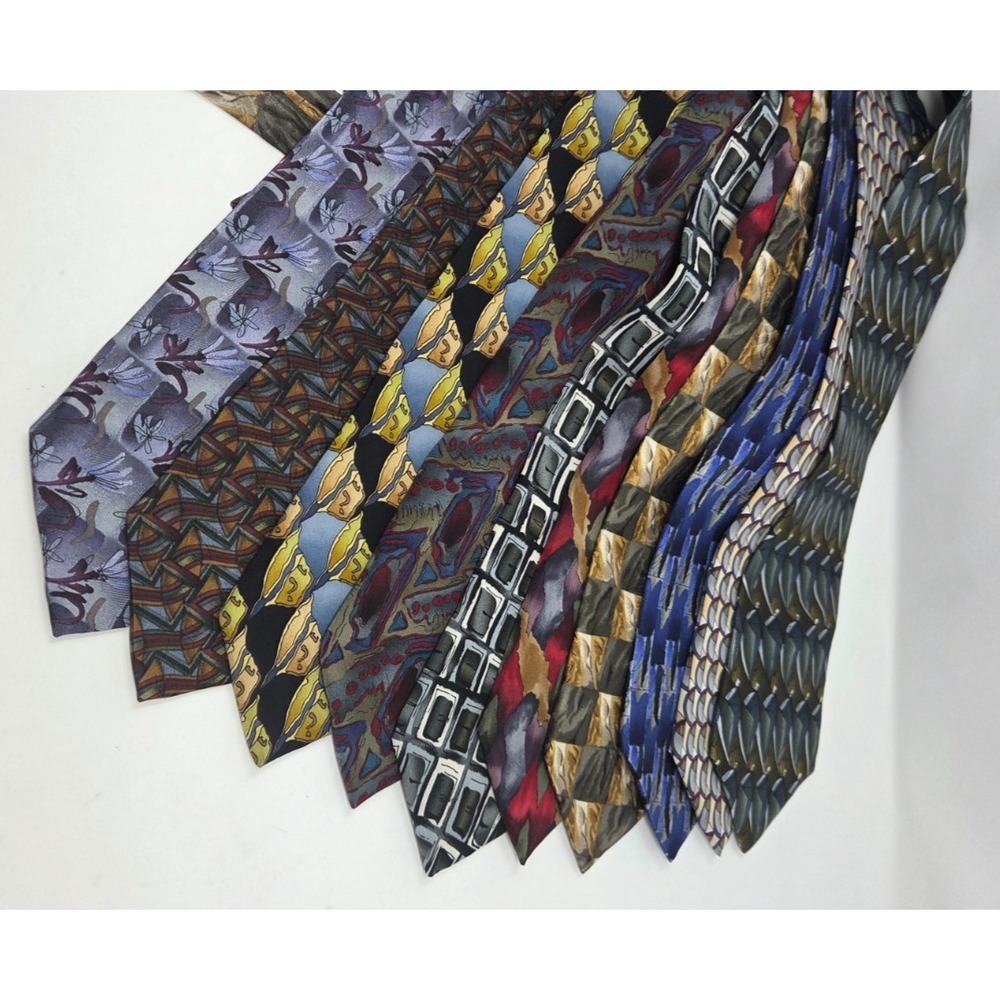 J. Garcia Men's Designer Tie Multicolor Silk 10 Tie Lot
